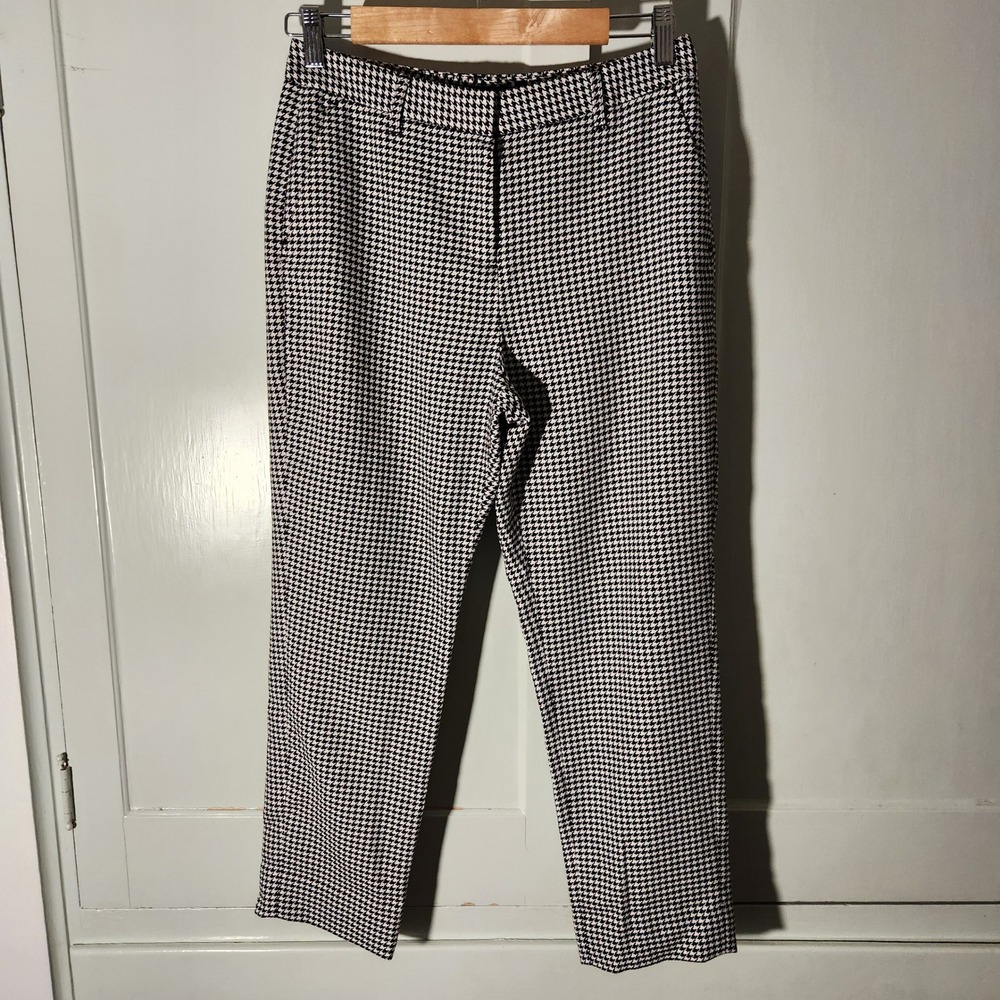 Wildfang Empower Slim Crop Pant Size 4 Black White Houndstooth Trouser